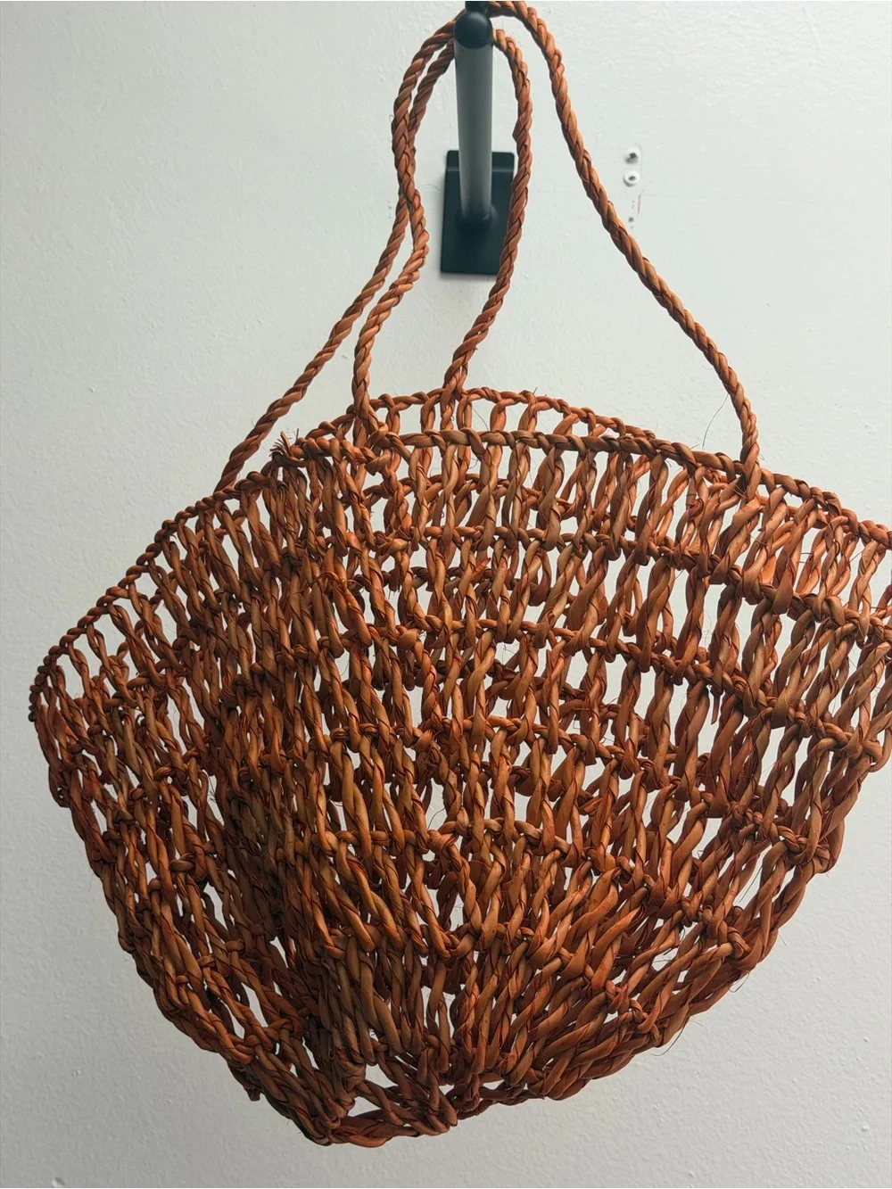 Handwoven Rustic Brown Rope Tote Bag - Picture 3 of 4